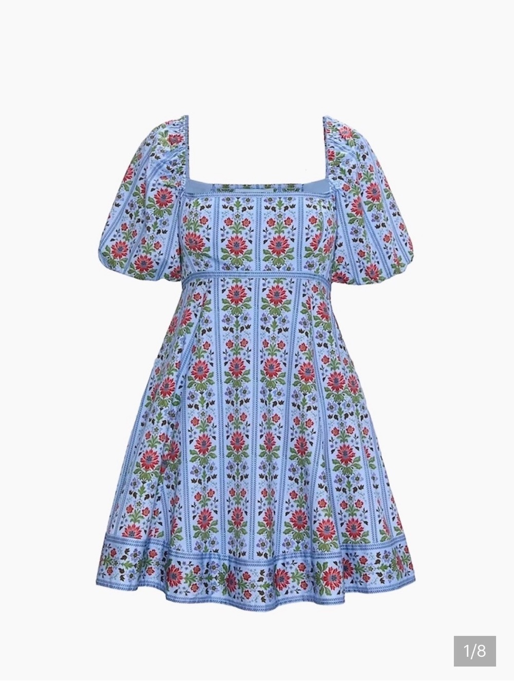 Hill House Light Blue Floral Puff-Sleeve Dress